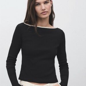 Mango Black Long Sleeve Top